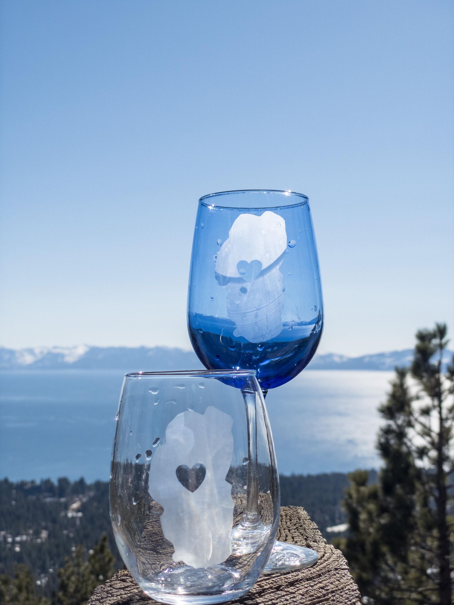 Lake Tahoe Artistry Wine  Glasses